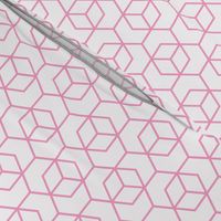 Hexagon Trellis - pink on white