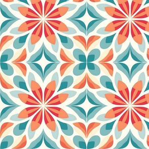 Floral Mosaic: A Vibrant Array of Colorful Tiles and Elegant Flowers