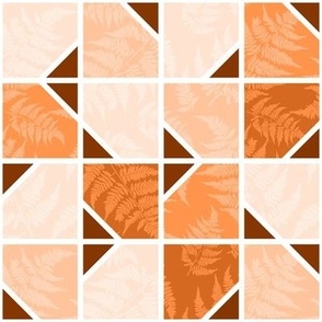 Medium Tiles Shades of Terracotta and Peach with Ferns Texture