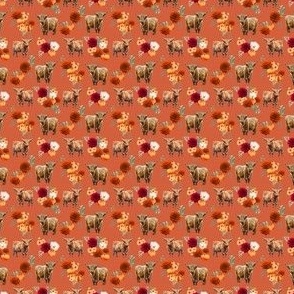 Higland Cow fabric - Pumpkin Floral autumn october 2in