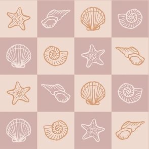 Sea shell checker board - pink and orange_Jumbo