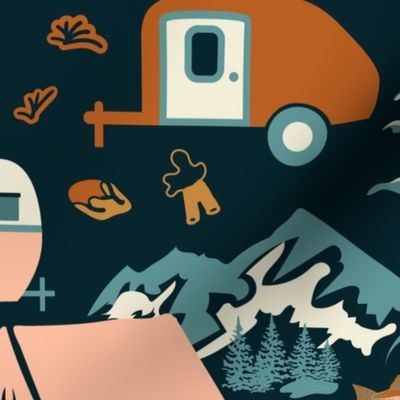 Lake Story- Rockies Adventure- Vintage Outdoors- Teal Midnight- Large Scale