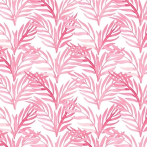 watercolor pink palm leaves