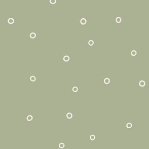 small circles - creamy white_ light sage green - polka dot