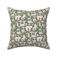 Whimsical Woodlands - pink and green, small 
