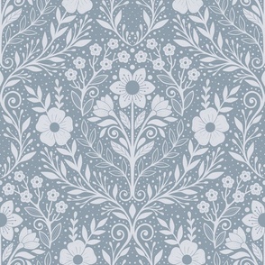 Garden of delicate flowers shades of gray 2 - vintage - whimsical - minimalist.