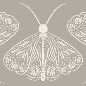 moth - cloudy silver taupe_ creamy white - whimsical garden bugs