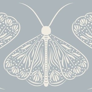 moth - creamy white_ french grey blue - whimsical garden bugs