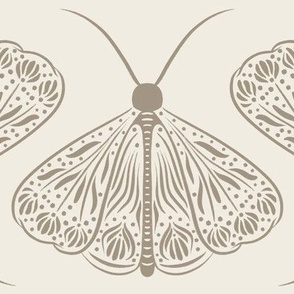 moth - creamy white_ khaki brown 02 - whimsical garden bugs