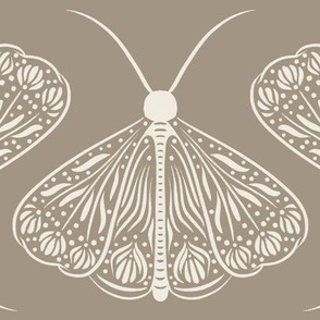 moth - creamy white_ khaki brown - whimsical garden bugs