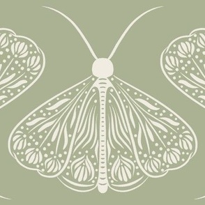 moth - creamy white_ light sage green - whimsical garden doodlebugs