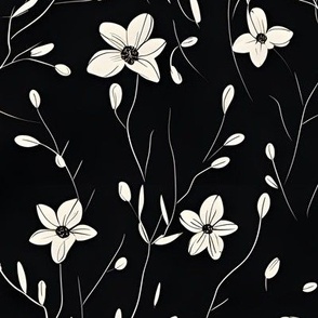 White Flowers on Black