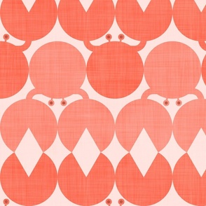 Fun Geometric Crab Pattern in Peach Salmon Orange Pink Large