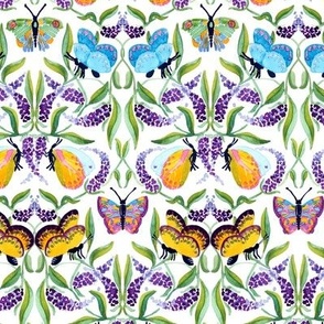 watercolor butterflies damask