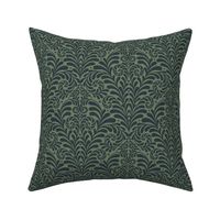 Damask Gothic Fern Rococo block print in lichen charcoal large 8 wallpaper scale by Pippa Shaw