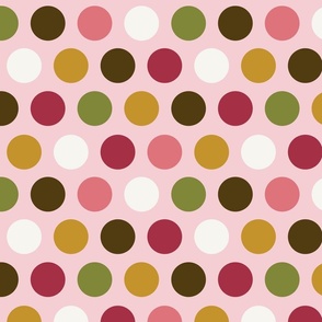 (L) Dots in tropical colors off white soft pink