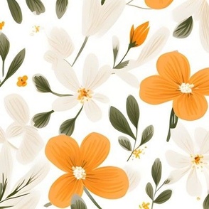 Orange Flowers on White 