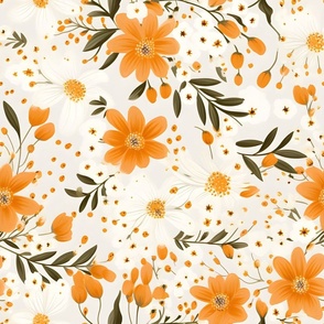 Orange Flowers on White