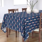 (M) Lighthouses and fishing net Coastal Chic navy blue