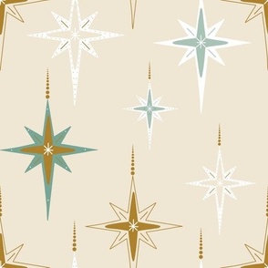 Modern Classic Moravian Christmas Star Ornaments On Ivory - Large Scale