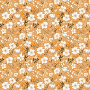 White Flowers on Orange