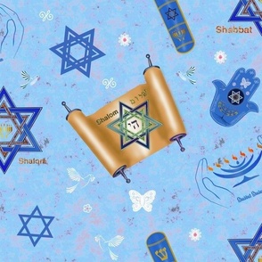 Shalom - Larger - Light Blue