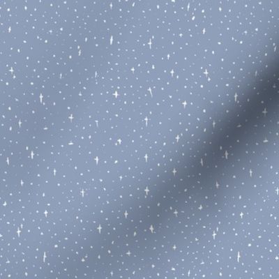 Hand drawn stars / starry night with twinkling tiny stars in serenity blue sky