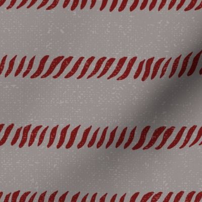 Vintage rope stripe - watercolor hand-painted - string / lines of cord / horizontal stripes of costal rope. Burgundy on Taupe Grey