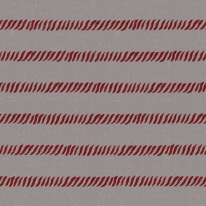 Vintage rope stripe - watercolor hand-painted - string / lines of cord / horizontal stripes of costal rope. Burgundy on Taupe Grey