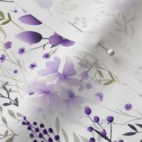 Purple Flowers on White