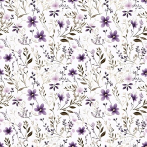 Purple Wildflowers on White