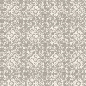 vintage floral tile - cloudy silver_ creamy white - hand drawn flower grid