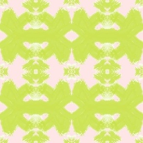 Handpainted Pink and Green Mirrored print