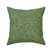 Bohemian Star Mock Silver Embroidered Look on Sage Green