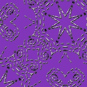 Bohemian Star Mock Silver Embroidered Look on Purple