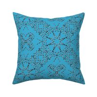 Bohemian Star Mock Silver Embroidered Look on Sky Blue