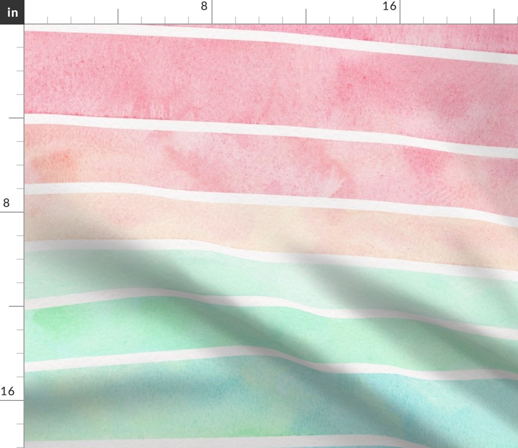 Pastel Watercolor Rainbow Stripes Horizontal