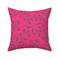Bohemian Star Mock Silver Embroidered Look on Hot Pink
