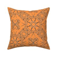 Bohemian Star Mock Silver Embroidered Look on Orange