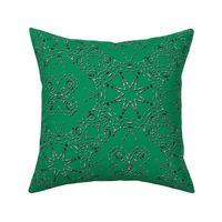 Bohemian Star Mock Silver Embroidered Look on Pine Green