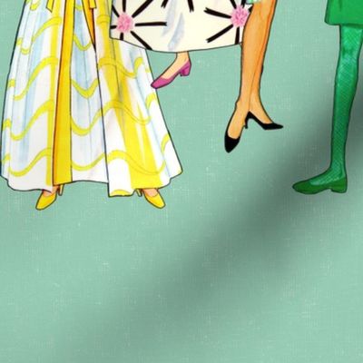 Green Paper Dolls Multi Home Decor 8x8 Large Scale