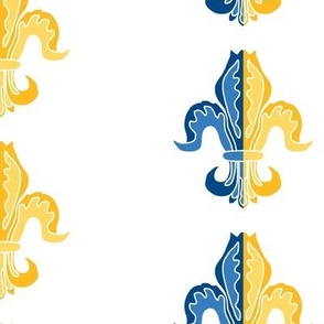 Bicolor Fleur de Lis Gold and Blue on White