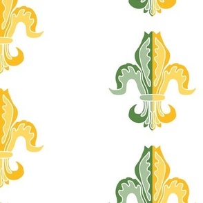 Bicolor Fleur de Lis Gold and Green on White