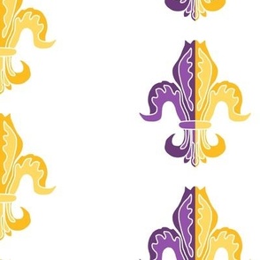 Bicolor Fleur de Lis Gold and Purple on White