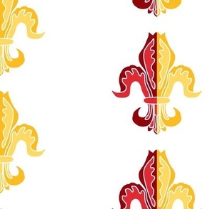 Bicolor Fleur de Lis Gold and Red on White