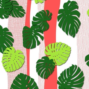 Mod Monstera in Xmas Green and Red - 27in
