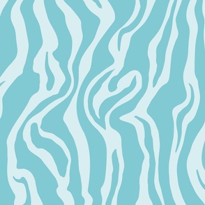 Abstract wavy lines, teal blue on light blue