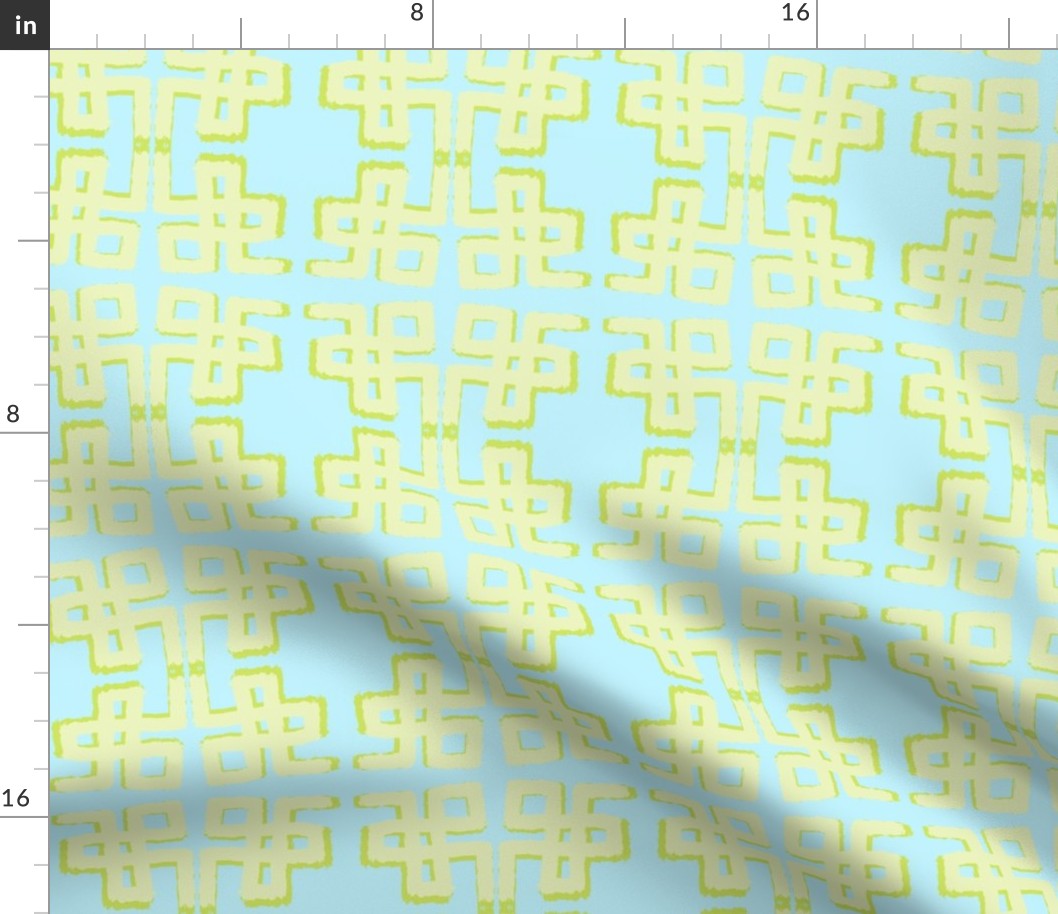 Trellis print - Blue and Green