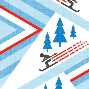 Downhill ski slopes with pine trees wallpaper scale