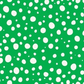 polka dots cream on bright green